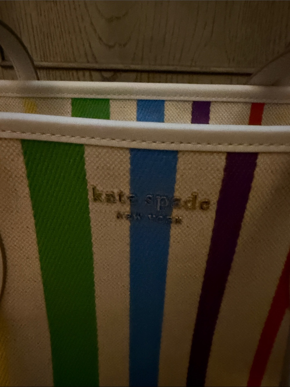kate spade White Multicolor Rainbow Stripe Tote NWOT - Picture 11 of 12